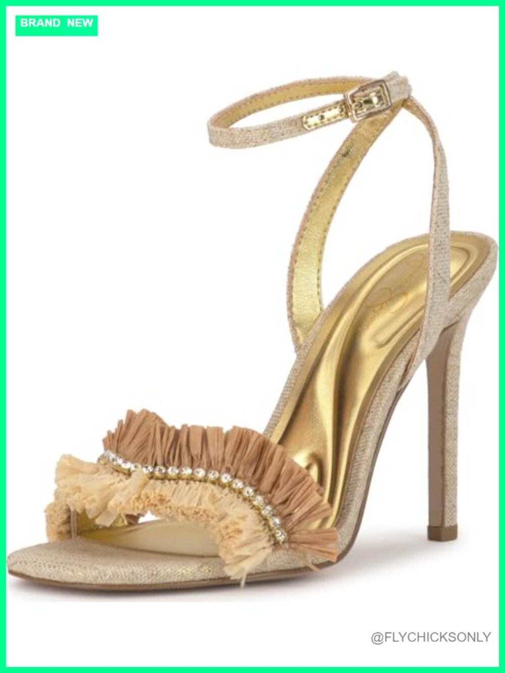 Raffia Stiletto Heel Open Round Toe Ankle Strap Sandal
